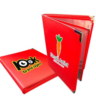 China For Custom Leather Menu Holder Double Sided Restaurant Cafes Restaurant Fold Board Menu Covers for sale