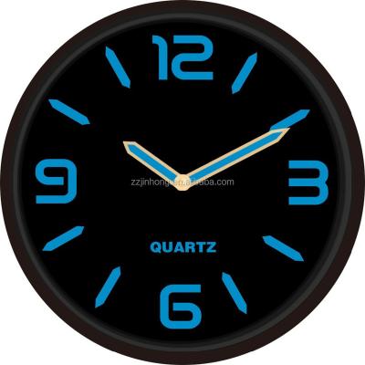 China Plastic+glass Lens Night Light 12inch Colorful Plastic Wall Clock for sale