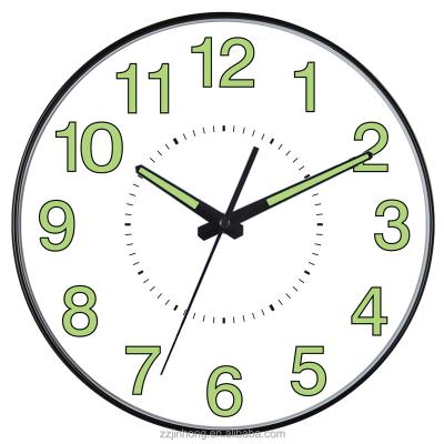 China BRIEF Plastic Night Light Wall Clock with All Numbers Grow in Dark for sale