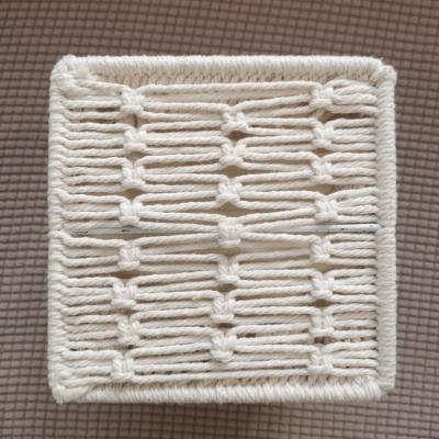 China Contemporary Macrame Tissue Box Lid Paper Holder Living Room Bedroom Tissue Storage Box Customized Square Paper Napkin Box for sale