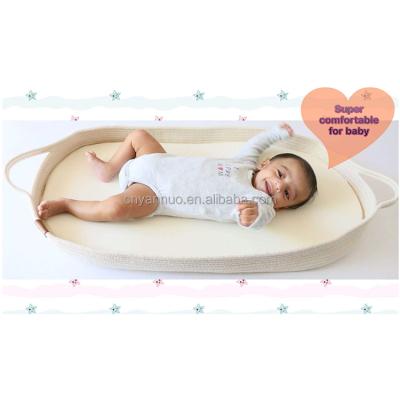 China Sustainable Wholesale Baby Sleep Basket With Handle Custom Cotton Rope Changing Basket With Pad for sale