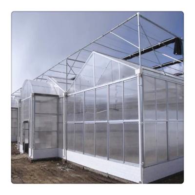 China Agricultural PC Sheet Metal Galvanized Steel Frame Multi Span PC Sheet Polycarbonate Greenhouse With Shade Net for sale