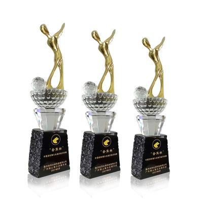 China Custom Crystal Cartoon Golf Folk Art Amazon Trophy Trophy Award Crystal Plaque for sale