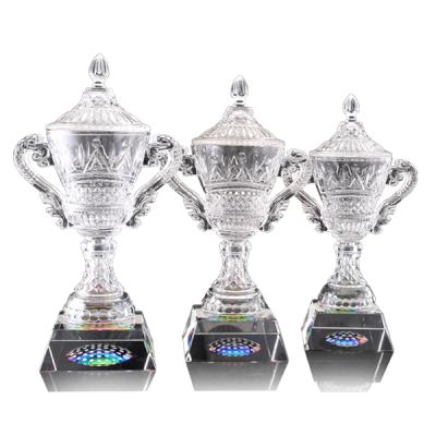 China Crystal crafts large folk art golf trophy cup golf trophy glass pewter trophy crystal awards for sale