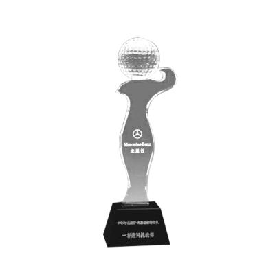 China Folk Trophy Crystal Award Golf Ball Gift Art New Designed Golf Crystal Trophy Globe Trophy for sale