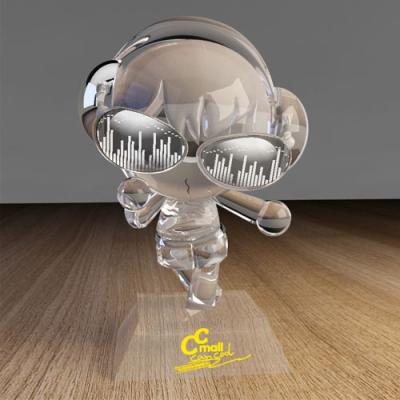 China Custom Art Clear Trophy Award Capsule Crystal Glass Trophy Folk Art Crystal Trophy for sale