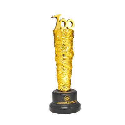 China Folk art 100 years anniversary gift folk art resin golf trophy resin trophy award trophy for sale