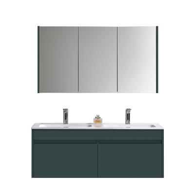 China Modern American Style 48 Inches Beyond Double Sink Commercial Basin Hotel Cabinet Bathroom Wood Vanity for sale