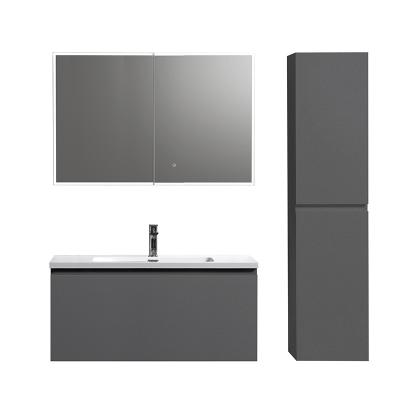 China Wendy Modern Durable 1000mm 40 Inch MDF Gray Wall Hanging Hotel Single Sink Cabinet Bath Vanity for sale