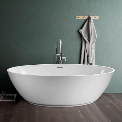 China Freestanding Tub Certificated Small Free Standing Deep Soaking Acrylic Bathtub With Overflow Drain Hose for sale