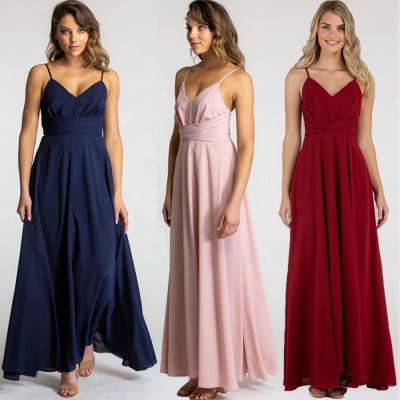 China Women's Anti-Static Wholesale Casual Dress Bridesmaid Long String Maxi Evening Dress For Women for sale