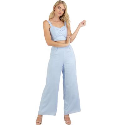 China Waterproof Two Piece Pants Set Light Blue Women Clothing Women Two Piece Pant Set 2020 for sale