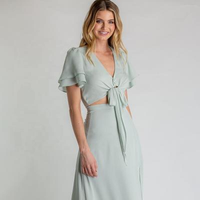 China Wholesale Women Raincoat Summer Clothing Sexy Crop Top And Maxi Set Skirt Two Piece Teams Matching Sets for sale