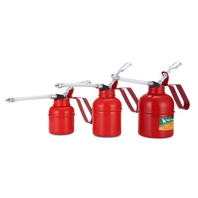 China Steel Red flexible tube steel lever style  200cc 500cc elevator oil can oiler can manual pump engine oil can for sale