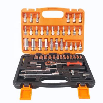 China Car Repairing 53 in 1 multi-function hand tool or metric socket 1/4 inch ratchet screwdriver handle set auto repair tool hand wrench set for sale