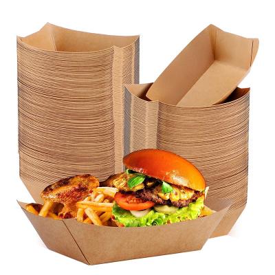 China Recycled Materials Disposable Paper Food Tray for Camping Picnic Carnival Party Holds Nacho Hot Dog Snack Food Boat Box for sale