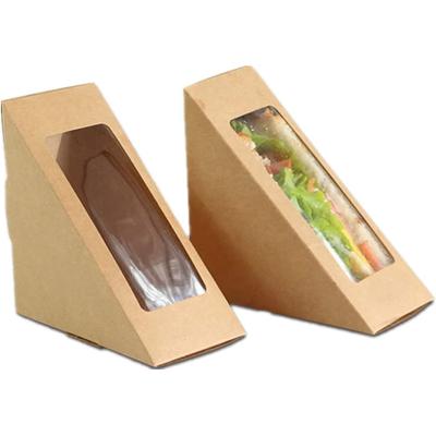 China Recycled Materials Factory Price Paper Sandwich Box with Window Triangle Egg Drop Take Out Sandwich Box for Packaging for sale