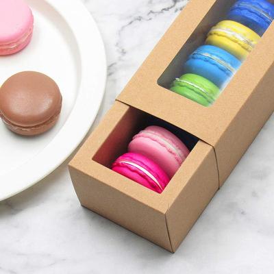 China Recycled Materials Custom Luxury Biscuit Gift Food Macaron Packaging Sweet Cookie Paper Packaging Macaron Boxes with Clear Window for sale