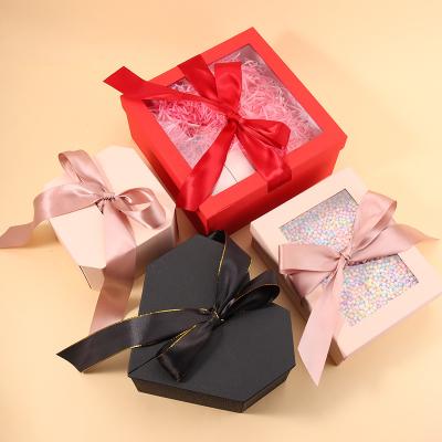 China Luxury Eco-Friencly Recycled Packaging Materials Jewelry Christmas Gift Boxes With Clear Window for sale