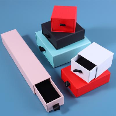 China Custom Printing Recycled Logo Drawer Boxes Cardboard Packaging Materials Necklace Jewelry Sliding Paper Boxes for sale