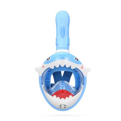 China 2020 Fashionable 180 Wide Vision Snorkel For Kids And Shark Shape Folding Full Face Mask Diving Kids for sale