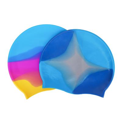 China Waterproof and Breathable Silicone Swimming Cap Comfortable Multicolor Mixed-color Silicone Swimming Cap for Men Premium Swimming Hat for sale