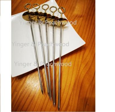 China Luxury Golden Easily Cleaned Stainless Steel Barbecue Skewer / Mediterranean BBQ Skewer for sale