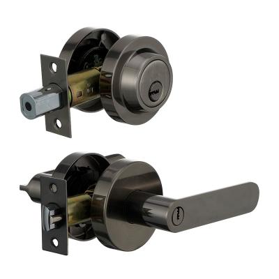 China Brass Or Steel Smooth Door Lever Handle Lock With Single Cylinder Deadbolt Door Lock for sale