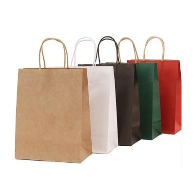 China Custom Wholesale Custom Brown Paper Food Packaging Shopping Bags For Gift With Handle Paper Bag for sale