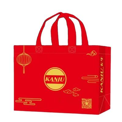 China Wholesale Portable Reusable Eco Friendly Custom Woven Bag Handled Logo Fabric Non Woven Shopping Bags for sale