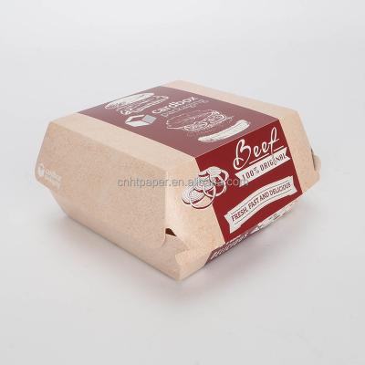 China Wholesale Disposable Hamburger Kraft Paper Package Boxes Cardboard Box For Custom Hamburger Box for sale