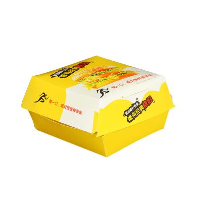 China Wholesale Custom Disposable Sandwich Hamburger Packaging Paper Box Disposable Hamburger Takeout Box for sale