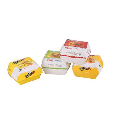 China Disposable Packaging Paper Fast Food Sandwich Paper Takeout Takeout Cardboard Box For Burger Hamburger Box for sale