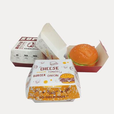 China Disposable Kraft Paper Cardboard Hamburger Packaging Box Eco Friendly Compostable Hamburger Box for sale