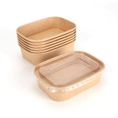 China Custom Disposable Food Containers Logo Printing Brown Disposable Kraft Paper Lunch Box for sale