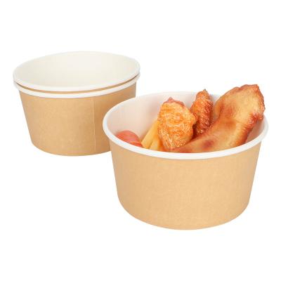 China Wholesale Disposable Round Wrapping Paper Salad Soup Cup White Ramen Paper Bowl With Paper Lid for sale