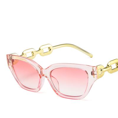 China Fashion Women's Fashion Sunglasses Metal Leg Polygon Chained Sun Glasses Pink Lenses Small Prescription Sunglasses For Women for sale