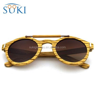 China Fashion sunglasses 2022 new style wood lens with metal bridge sunglasses spring hinge for sale