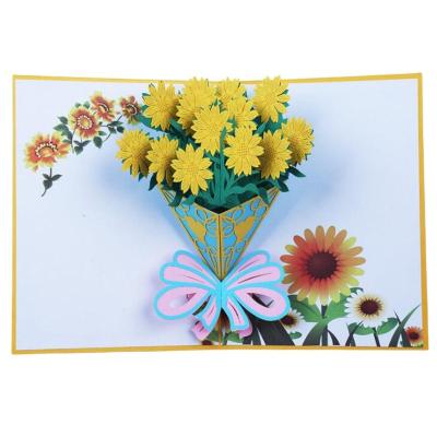 China Europe Printing 3D Paper Flowers Handmade Pop Up Greeting Cards Happy Mother's Day Card Postcards for sale