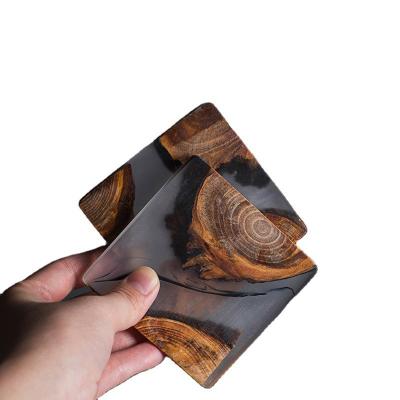 China Wooden Coasters Round Shape Modern Epoxy Cedar Square Non-Slip Wooden Coasters Custom Made Viable for sale