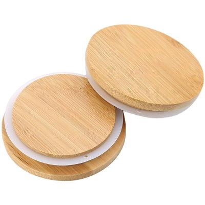 China Child Safe Bamboo Lid Around Corner Right Angle Sealing Cover Moisture Proof Dustproof Bamboo Wood Cover for Jar Candle Glass Jars for sale