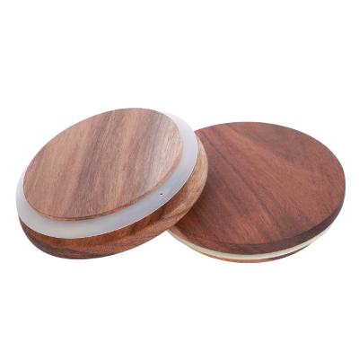 China Wholesale Kid Safe Wooden Cover Candle Cup Coffee Lid Acacia Bamboo Lid Jar For Glass Container Logo Food Wooden Custom Sealing Cover for sale