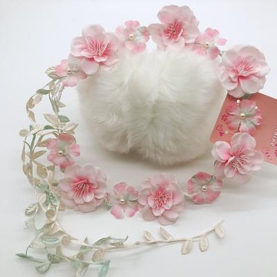 China Girls Floral Women's Hair Accessories Faux Flower Headband Fresh Wreath Small With Garland Wreath Hair Accessories for sale