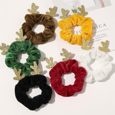 China Simple Cute Hair Decoration Christmas Elk Flannel Large Intestine Circle Hair Ring Hair Accessories for sale