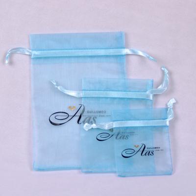 China SA8000 SMETA Organza Drawstring Pouch , LOGO Screen Print Organza Jewelry Bags for sale