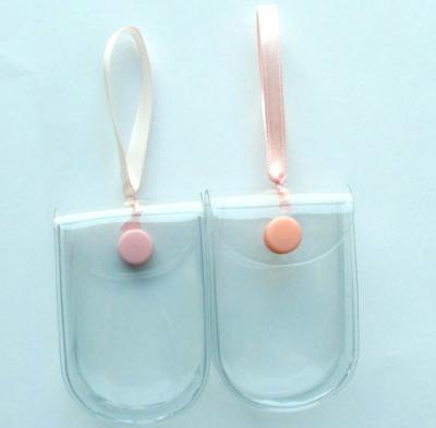 China ISO14001 Small Clear Makeup Pouch , 0.25mm 7P Clear Button Bag PVC for sale