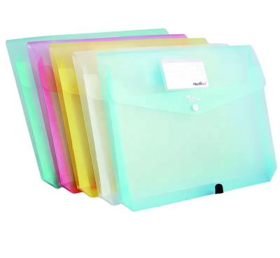 China Eco-friendly Custom Plastic Clear A4 PP Button Closure Envelope Folder Document File Bag for sale