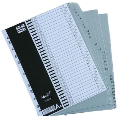 China Eco-friendly Wholesale A4 Size A4 Divider Paper Tab File Divider Index Number Paper Dividers for sale