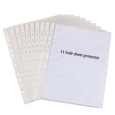 China Waterproof A4 Punch Hole Sheet Protector 11 Hole Sheet Protector for Ring Binder for sale