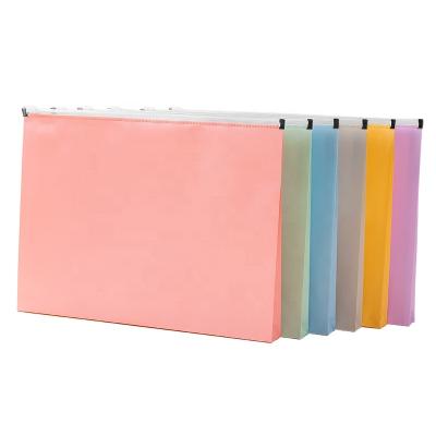 China Office School File Folder Bags A4 A5 Portable Opaque Plastic Envelope Zip Lock Bags Document Zip File Bag for sale